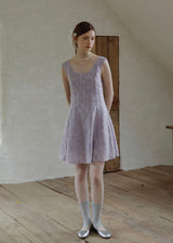 Lilas Reverie Lavender Jacquard Lace-Up Dress
