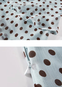 Soft Blue Polka Dot Ruffle Mini Skirt Vintage A-Line Layered Hem Skirt
