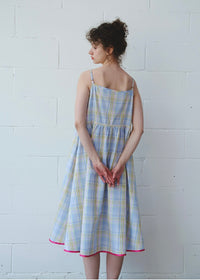 Faded Blue Reverie Check Cotton Slip Nightdress