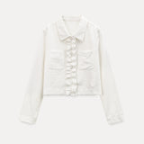 Ivory Cascade Ruffle Vintage Long Sleeve Blouse