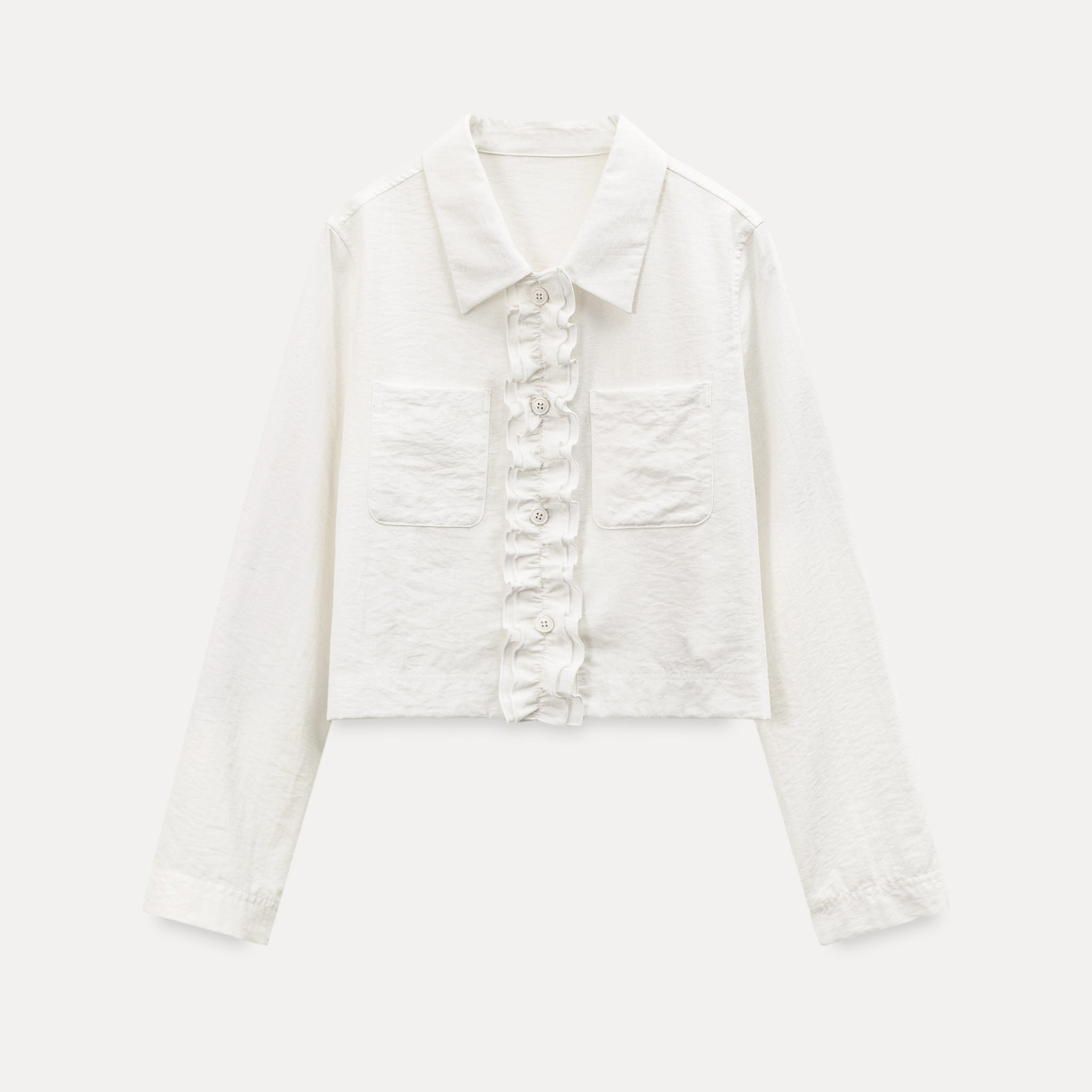 Ivory Cascade Ruffle Vintage Long Sleeve Blouse