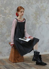 Vintage Casual Denim Pinafore Dress