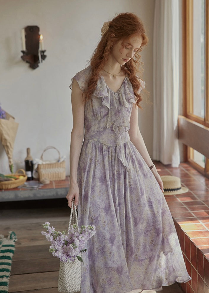 Fleur de Lune Dress | French Lavender Ruffle Maxi