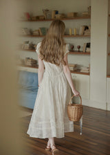 Ethereal Linen Embroidered Waistline Dress