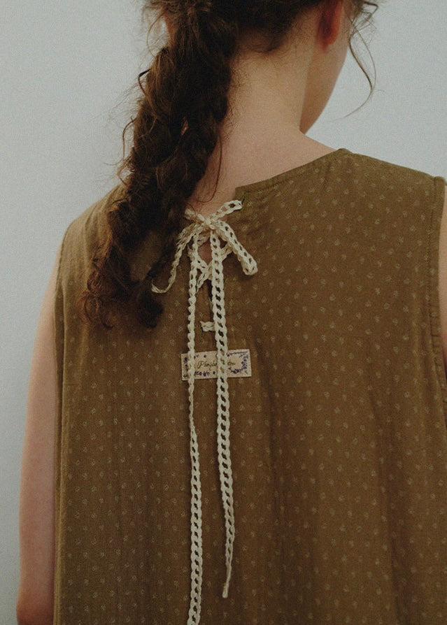 Muted Earth Reverie Cotton Sleeveless Nightdress
