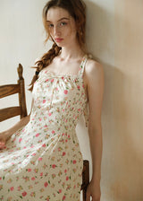 Summer Poem Rose Print Halter Backless Dress