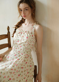 Summer Poem Rose Print Halter Backless Dress