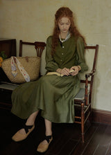 Olive Charm Vintage High Waist Two-Piece Dress