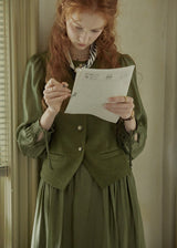 Olive Charm Vintage High Waist Two-Piece Dress