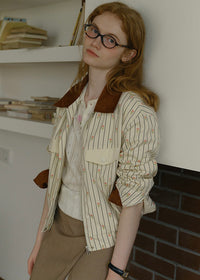 Private Collection Contrast Collar Floral Stripe Jacket