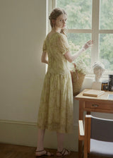 Elowen V-Neck Floral Lace Trim Dress
