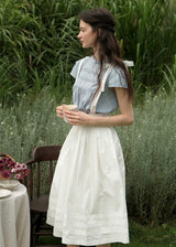 Sunday Light Cotton Bib Dress | White Pleated Embroidered Midi