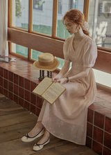 Blush Verse Soft Pink Embroidered Vintage Dress