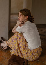 April Lace Knit Blouse | Romantic White Crochet Cotton Cardigan Top(2COLOR)