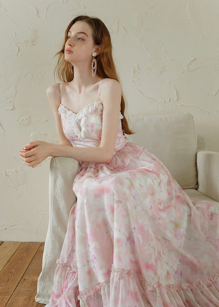 Blush Whispers Dress | Romantic Pink Floral Vintage Dress