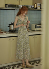Morning Herb Garden Floral Ruffle Dress