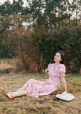 Amélie Rose Garden Wrap Dress | Romantic Pink Floral Dress