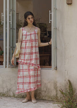 Lazy Afternoon Check Dress | Ruffled Gingham Cotton Sleeveless Dress(2COLOR)