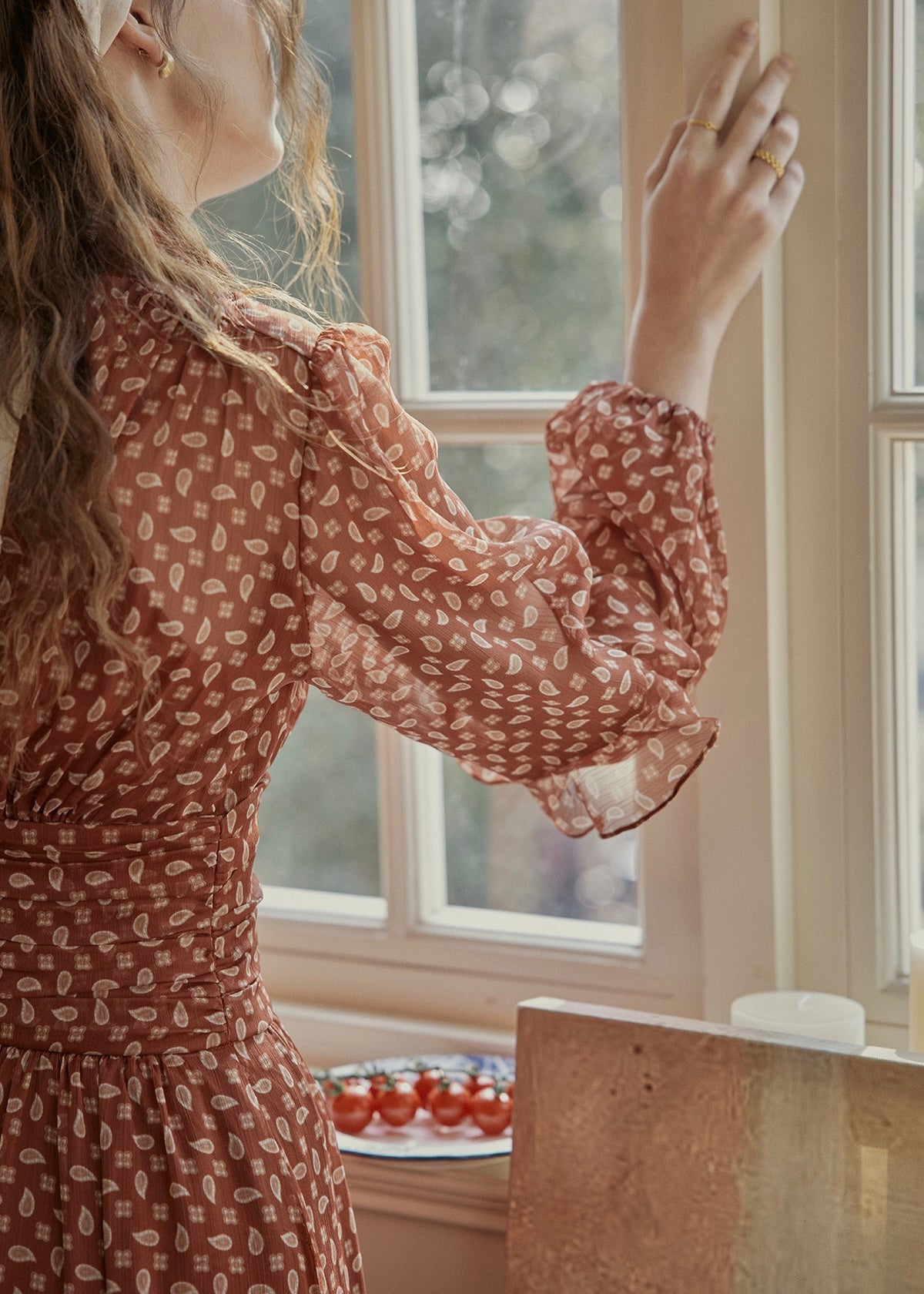 Amber Soft Tide Vintage Floral Chiffon Dress