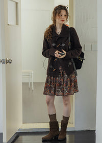 Cocoa Dusk Vintage Wool Blend Toggle Knit Cardigan