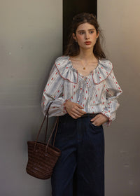 Red Stitch Romantic Vintage Ruffle Blouse