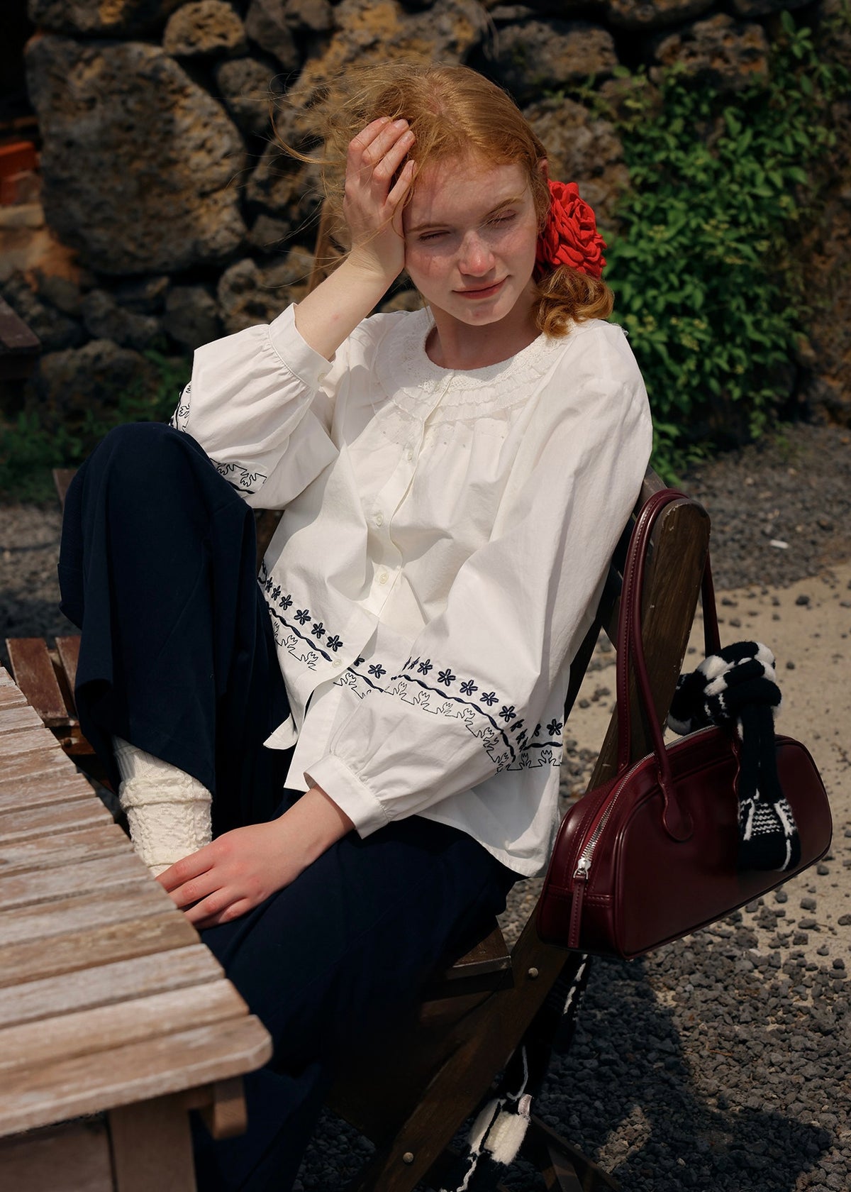 The Sunday Letter Embroidered Vintage Cotton Blouse