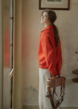 Soft Ember Mohair Deep V-Neck Sweater(2COLOR)