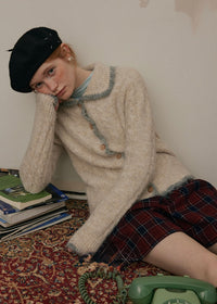 Cream Beige Echo Soft Wool Knit Cardigan