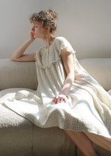 Quiet Daylight Cotton Gauze Nightdress Soft Floral Loose Lounge Dress