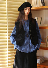 Midnight Paisley Embroidered Corduroy Vest