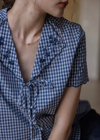 Montmartre Embroidered Tie-Front Cotton Blouse