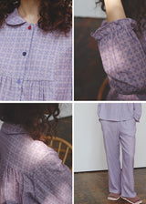 Lavender Clover Cotton Gauze long-sleeve Pajama Set