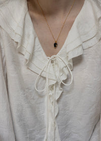 Romantic Ribbon Ruffle Vintage White Blouse