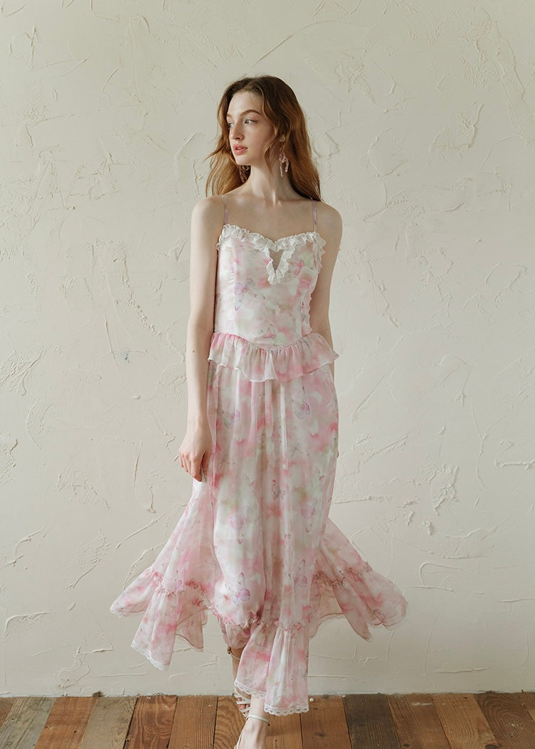 Blush Whispers Dress | Romantic Pink Floral Vintage Dress