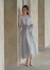 Pastel Ribbon Days Dress | Vintage Gingham Ruffle Long Dress