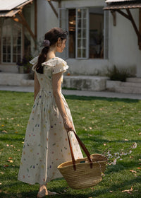 Blooming Ruffle Garden Dress | Vintage Floral Sleeveless Cotton Maxi