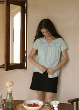 Seabreeze Starfish Embroidered Vintage Cotton Summer Blouse