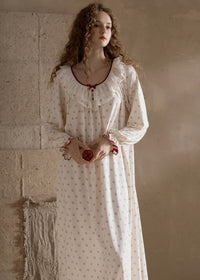 Rosalie Dream Vintage Floral Ruffle Sleepwear Nightdress(2COLOR)