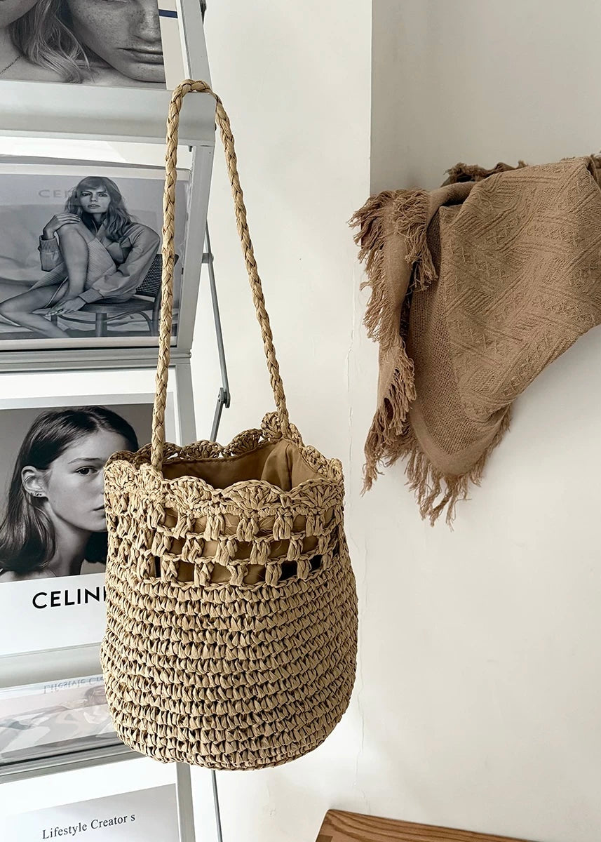 Soleil Summer Woven Straw Bucket Bag