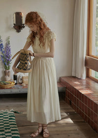 Sunday Light Embroidered Dress | Ivory Vintage Cotton Maxi Dress