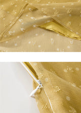 Golden Sheer Ditsy Floral Flare A-Line Midi Skirt