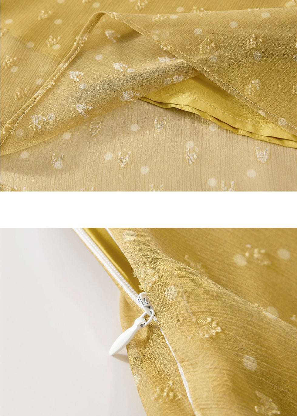 Golden Sheer Ditsy Floral Flare A-Line Midi Skirt