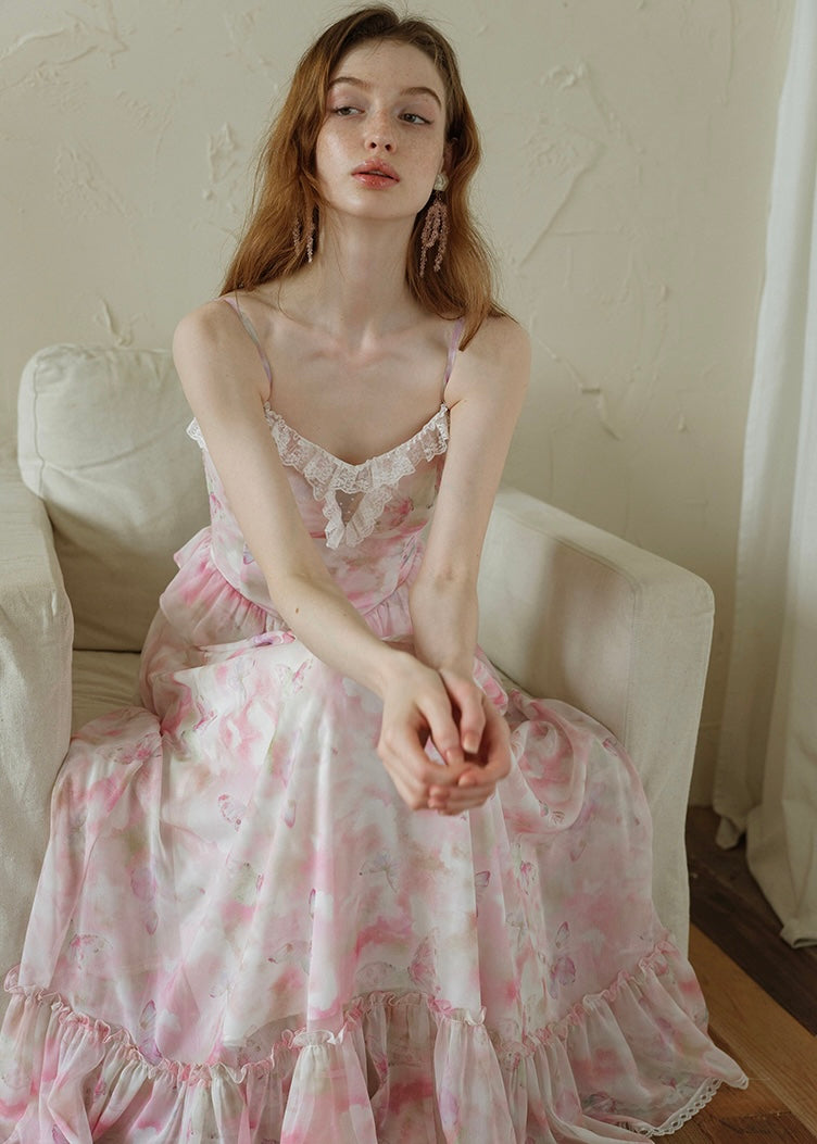 Blush Whispers Dress | Romantic Pink Floral Vintage Dress
