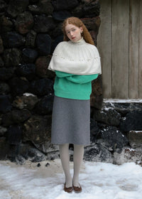 Dotted Ribbed Knit Capelet(2COLOR)