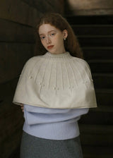 Dotted Ribbed Knit Capelet(2COLOR)