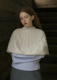 Dotted Ribbed Knit Capelet(2COLOR)
