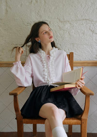Daydream Ruffle Vintage Pink Long Sleeve Blouse