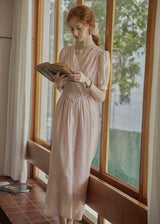 Blush Verse Soft Pink Embroidered Vintage Dress