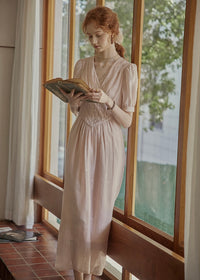 Blush Verse Soft Pink Embroidered Vintage Dress