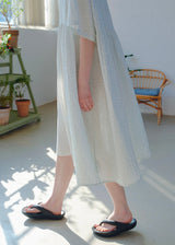 Blue Haze Cotton Gauze Dress Soft Dot A-Line Lounge Nightdress